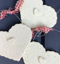Load image into Gallery viewer, Cream hanging heart with gingham ribbon East of india

