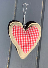 Load image into Gallery viewer, Hand Made Fabric Hanging Heart - Red and White Checked - Linen
