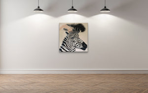 Zebra Diva In lockdown By artist Kerrie Griffin The Interior Co  61cm x 61cm