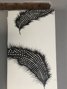 Original Canvas Feather Painting "Wishes Being Granted" Cream Background 35x12 inch By Kerrie Griffin Available from The Interior Co 