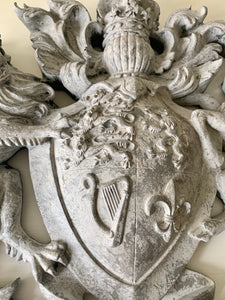Heraldic Wall Plaque Motif Royal Crest in Distressed Paint Effect By the Interior Co 