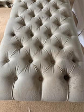 Load image into Gallery viewer, French style &#39;Bench footstool&#39; Buttoned in cream natural linen Fabric The Interior Co 
