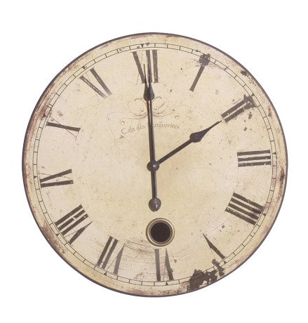 Round French Wall Clock With Roman Numerals In Cream