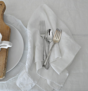 TABLE CLOTH WHITE HERRINGBONE EDGE LARGE - WHITE