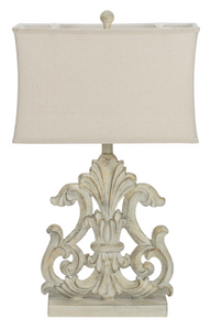 French Style Fleur De Lys Table Lamp - Cream
