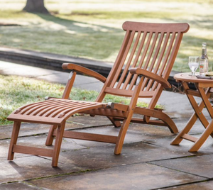 Outdoor Wooden Lounger With Cushion