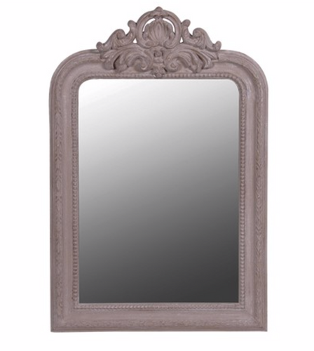 Small Antique Taupe Carved Top Mirror