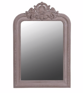 Small Antique Taupe Carved Top Mirror