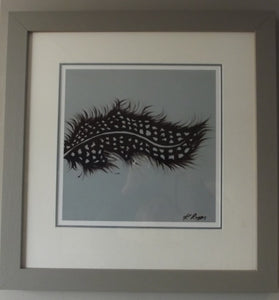 Framed print "Daydream" Gineau Fowl Feather by acclaimed artist Kerrie Griffin-Rogers