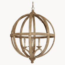 Load image into Gallery viewer, GLOBE IRON AND WOOD CHANDELIER
