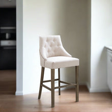 Load image into Gallery viewer, Beige Button Back Upholstered Bar Stool
