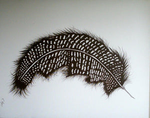 A Original Canvas "Falling feathers" Gineau Fowl Feather by Kerrie Griffin-Rogers 80 x 100cm 