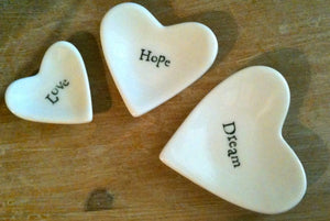Hearts In a Box Porcelain Heart Dishes - Love, Hope, Dreamy east of india The Interior Co 