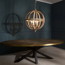 Load image into Gallery viewer, GLOBE IRON AND WOOD CHANDELIER
