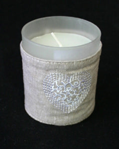 Linen candle in jar