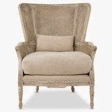 Load image into Gallery viewer, OAK SALON BERGERE CHAIR WITH LINEN CUSHIONS
