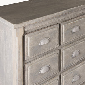 RECYCLED DISTRESSED GREY FIFTEEN DRAWER CHEST