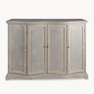 Recycled, distressed grey four door sideboard