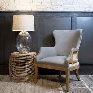 BURLAP AND GREY LINEN ARM CHAIR by The Interior Co