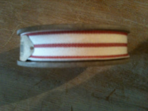 East Of India - Red cream stripe ribbon spool