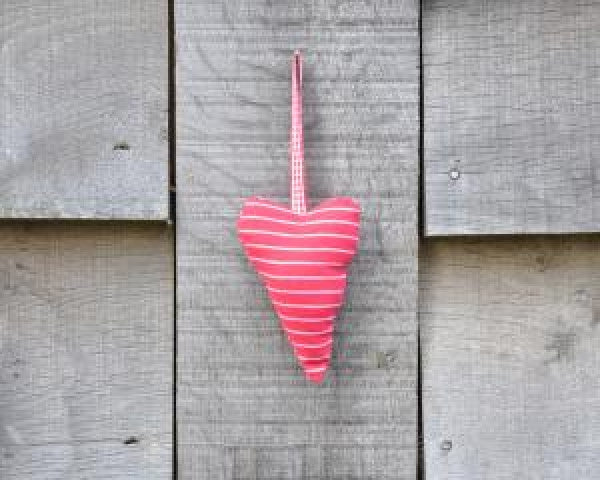 Red striped fabric heart