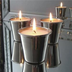 Set of three candles in nickel votives by India Jane