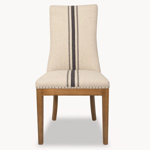 BLUE STRIPE AND OAK DINING CHAIR French style 