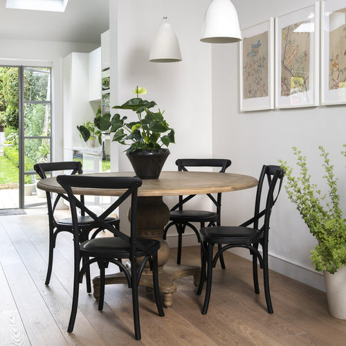 BURNT OAK ROUND DINING TABLE