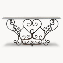 Load image into Gallery viewer, Iron and stone railing console table
