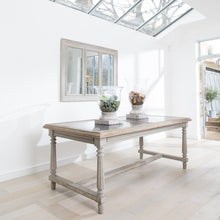 Load image into Gallery viewer, OAK AND DOUBLE STONE INLAY DINING TABLE
