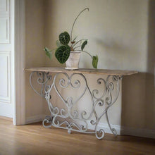 Load image into Gallery viewer, IRON AND STONE RAILING CONSOLE TABLE
