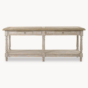Large, Grey Oak and Stone top console table
