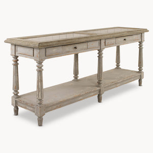 Large, Grey Oak and Stone top console table