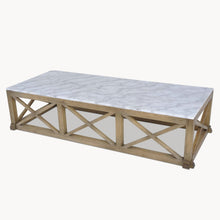 Load image into Gallery viewer, Wood Craft Oak Cross Bar And Marble Coffee Table
