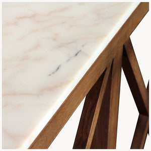 Oak and marble console table
