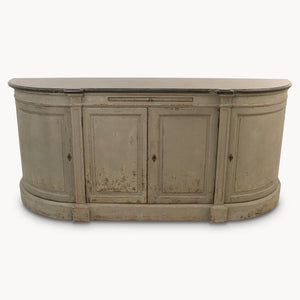 Rounded 4 - Door Grey Distressed Sideboard with Stone Top