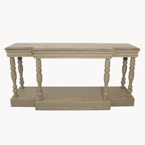 STONE TOP AND COLONIAL GREY CONSOLE TABLE