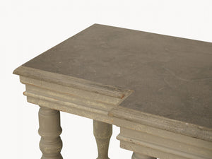 STONE TOP AND COLONIAL GREY CONSOLE TABLE