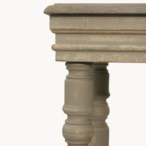 STONE TOP AND COLONIAL GREY CONSOLE TABLE